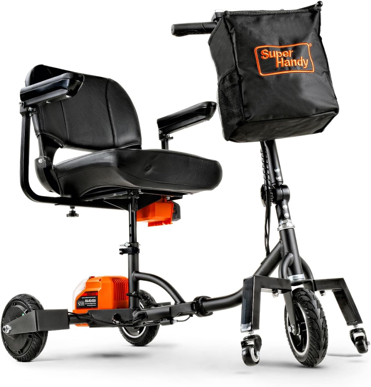 SuperHandy Passport Plus Mobility Scooter - Foldable 3 Wheel, Aluminum Frame, Airline Friendly, 11 Mile Range, 2 Removable 48V Lithium Batteries & Charger, Supports 330 Lbs