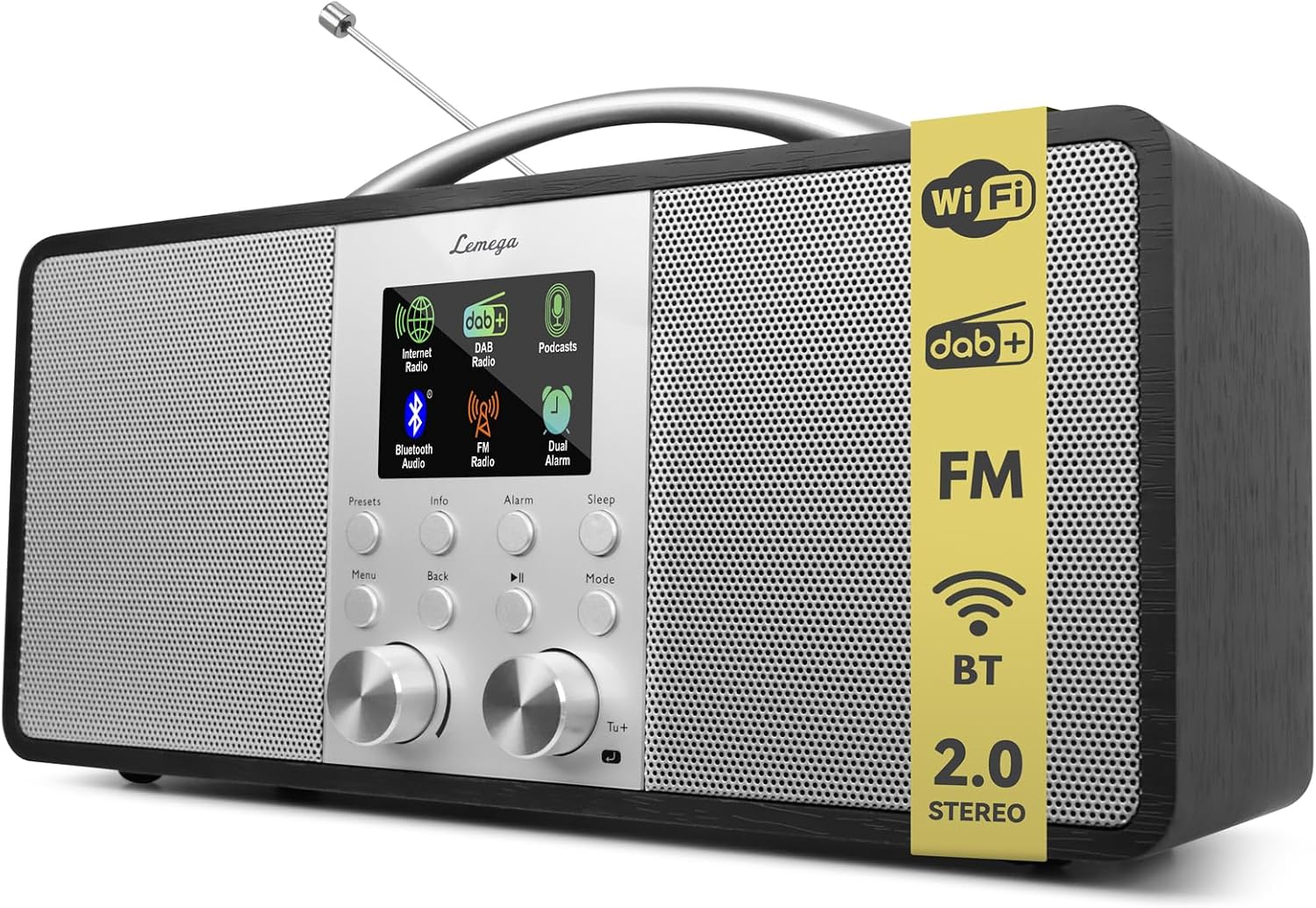 LEMEGA IR6 Internet Radio, Podcasts, Bluetooth, FM, 150 Presets,Black