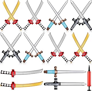 HyDren 20 Pcs Inflatable Swords Funny Inflated Katana Sword Toy Inflatable Plastic Swords with 1 Pcs Pump Cute Inflatable Party Favors for Boys Girls Birthday Theme Party Cosplay Supplies, Mixed Color