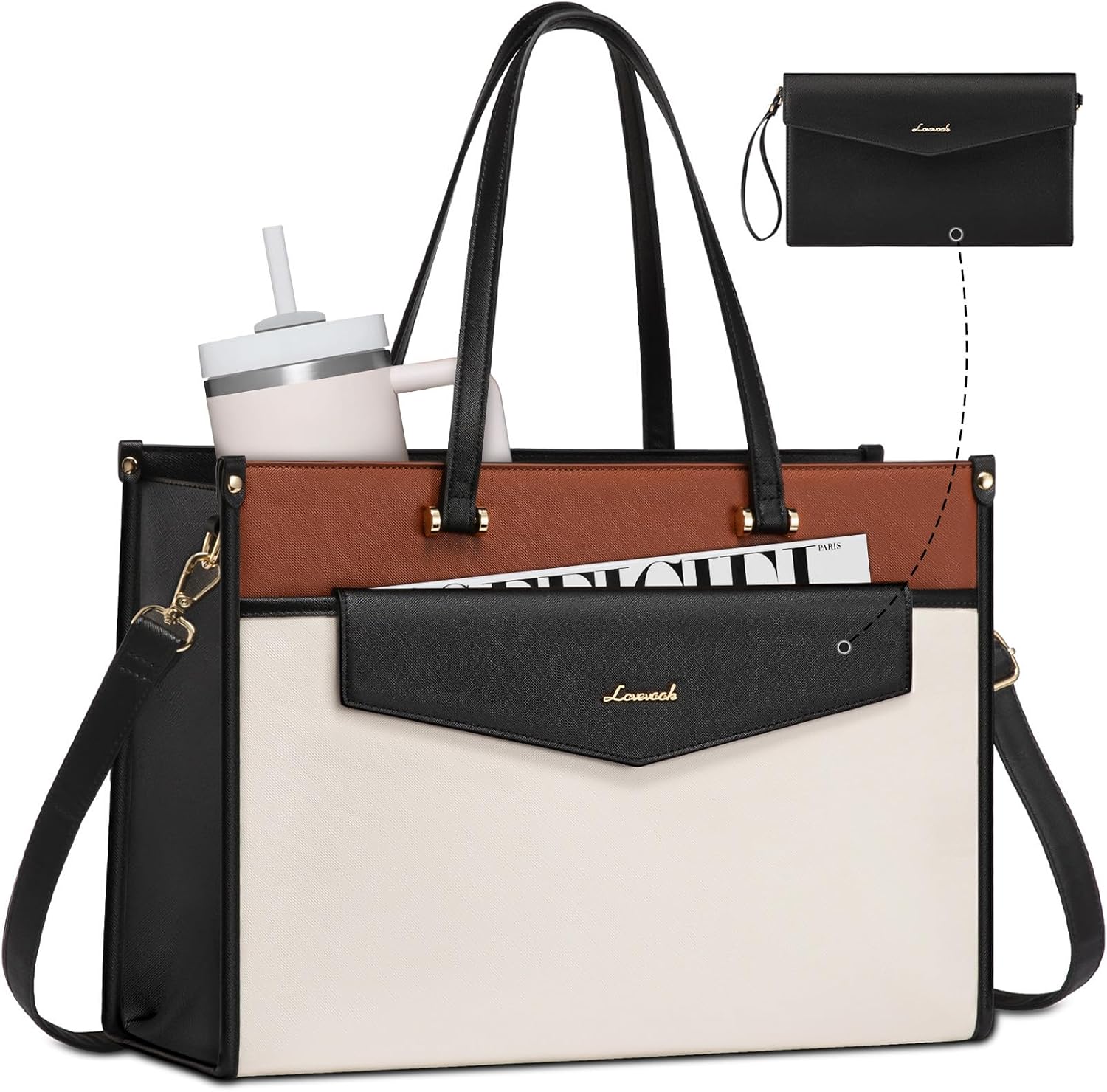 LOVEVOOK Laptop Tote Bag Women 2-in-1 Work Purse Computer Briefcase Handbag