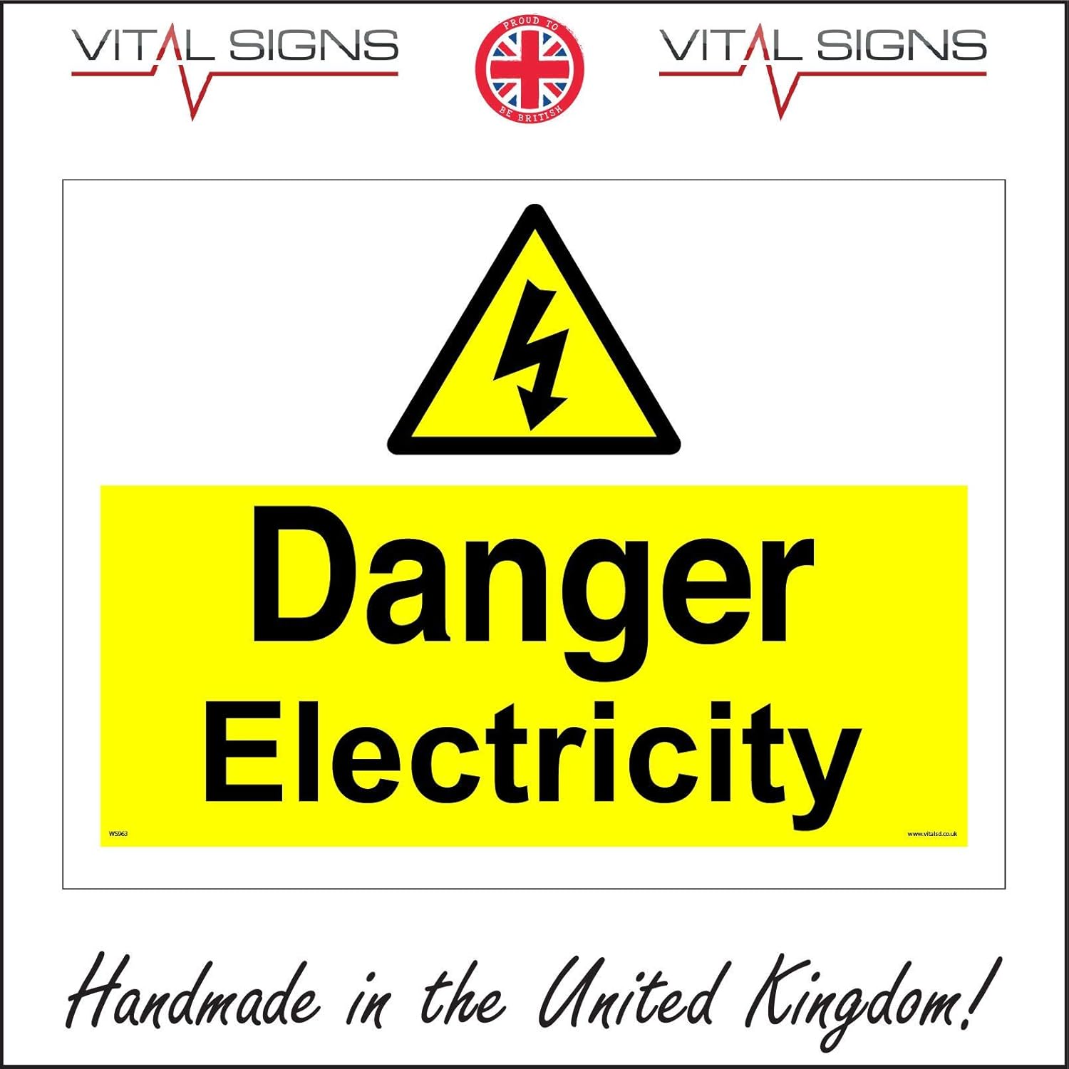 WS963 Danger Electricity Electrical Hazard of Death Warning Shock Risk Sign 200mm x 150mm Sticker/Sav - White Background