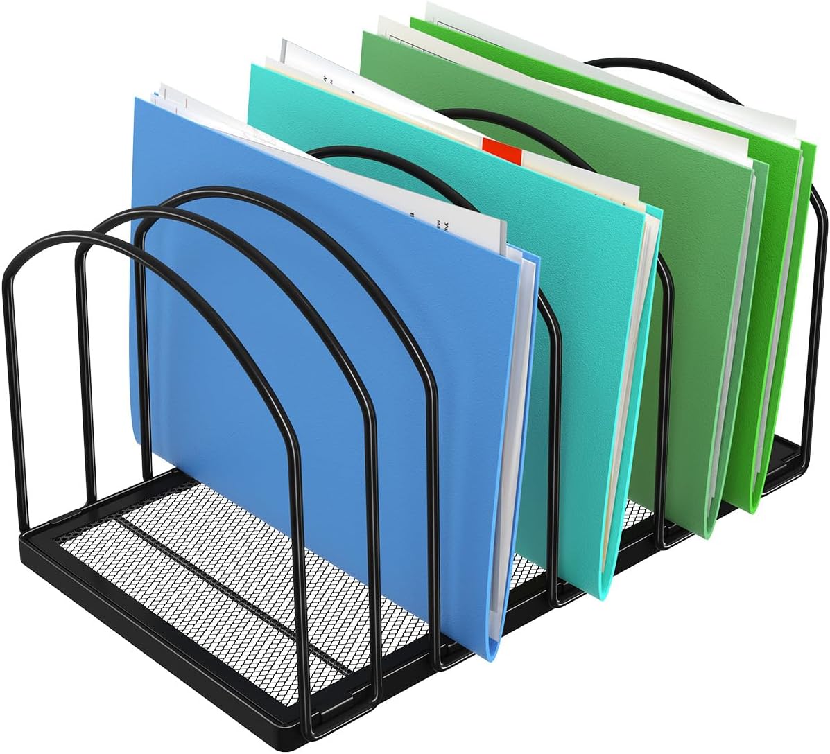 Simple Trending 9 Section Metal File Sorter Organizer for Desk, Vertical File Folder Stand for Home Office, Black