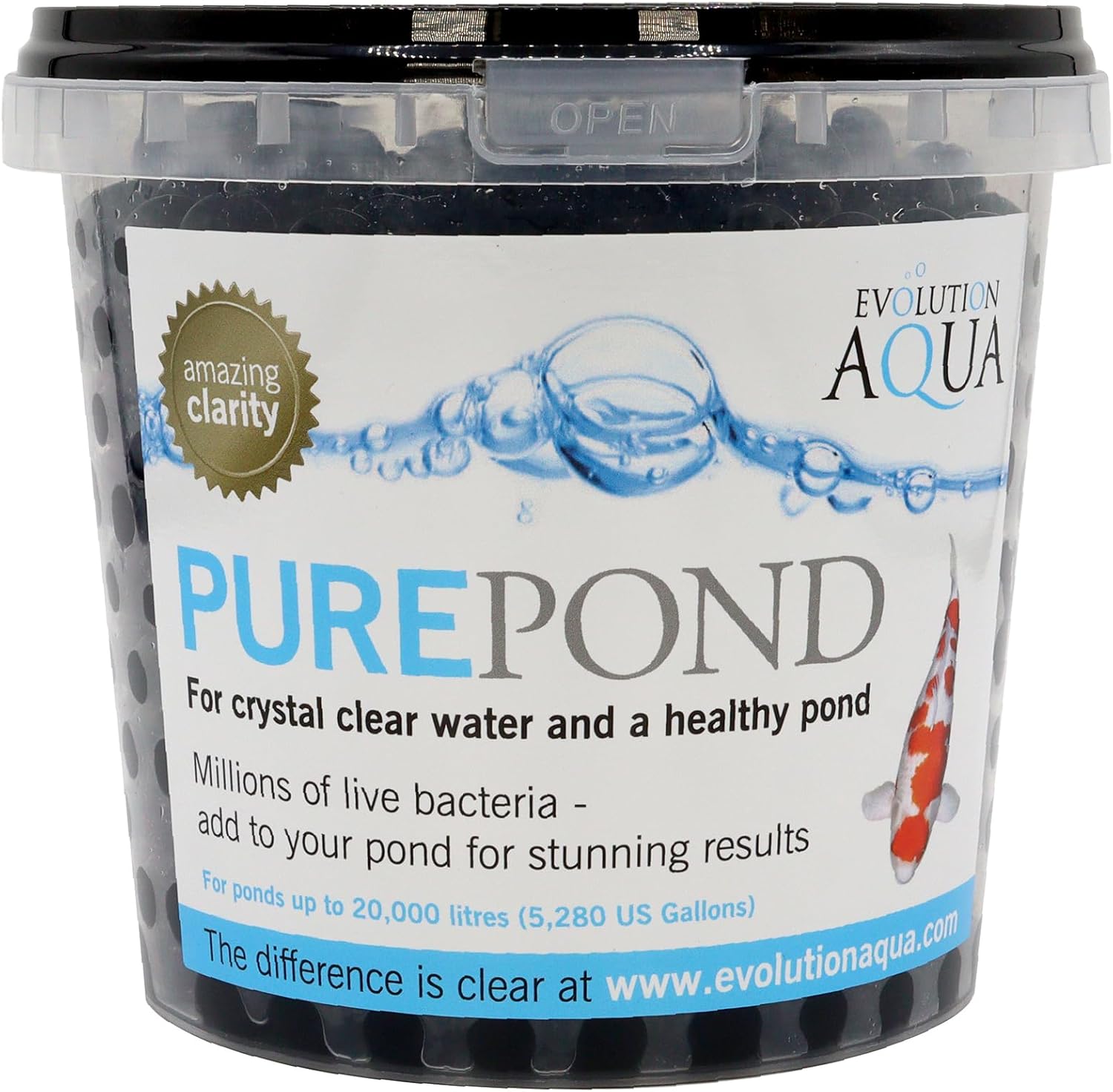 Evolution Aqua Pure Pond – Beneficial Bacteria for Ponds | Pond Bacteria Treatment & Healthy Water Maintenance for clear pond | Aids biological filtration and Fish Safe Pond Equaliser | 1000ml