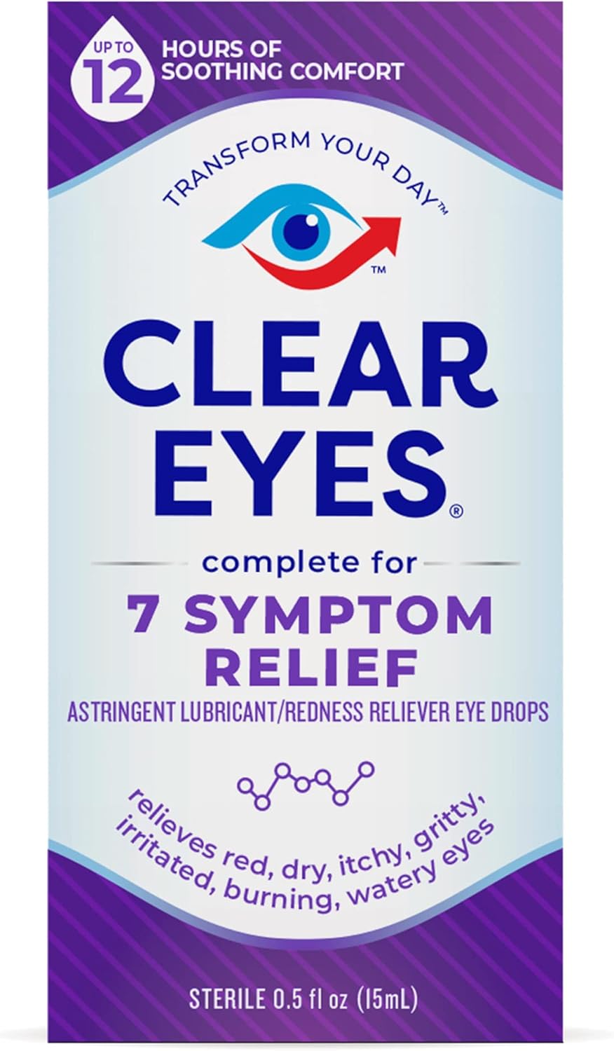 Clear Eyes 7 Symptom Relief Eye Drops, 0.5 Fl Oz