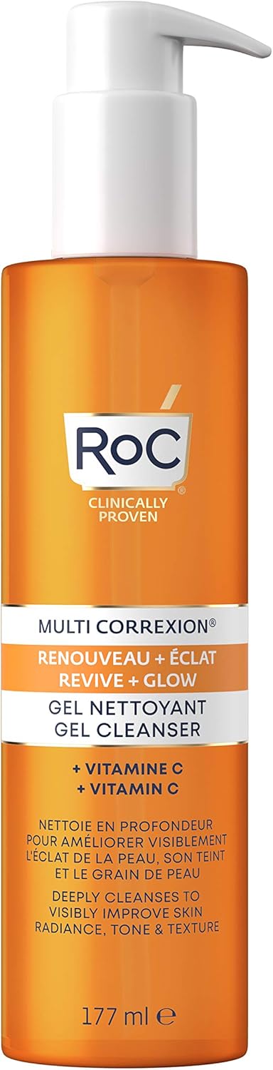 RoC - Multi Correxion Revive + Glow Gel Cleanser - Invigorating Facial Cleanser - Vitamin C - Boosts Skin Radiance - 177 ml