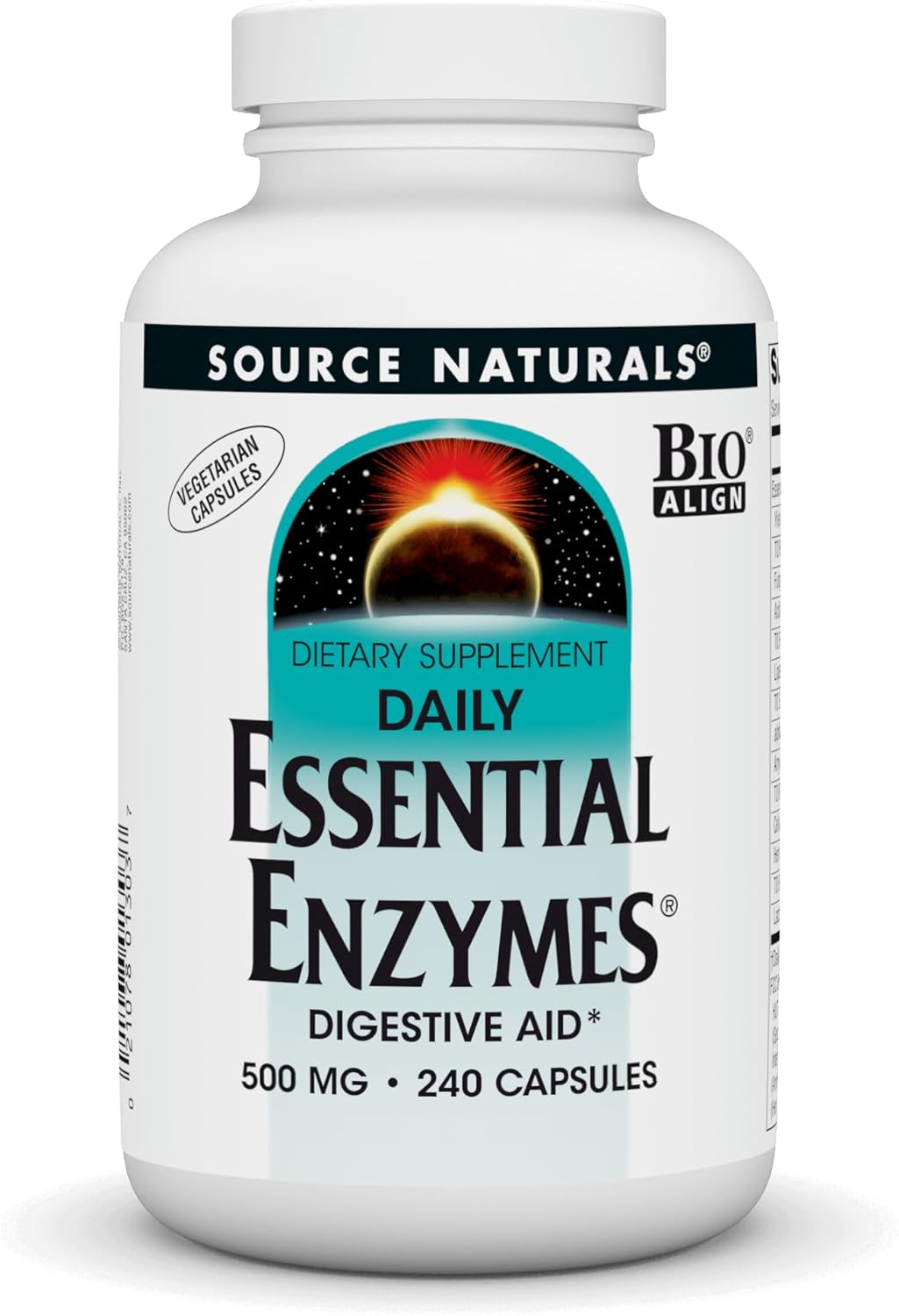 Source Naturals Essential Enzymes in Vegetarian Capsules, Digestive Aid* 500 Mg - 240 Capsules