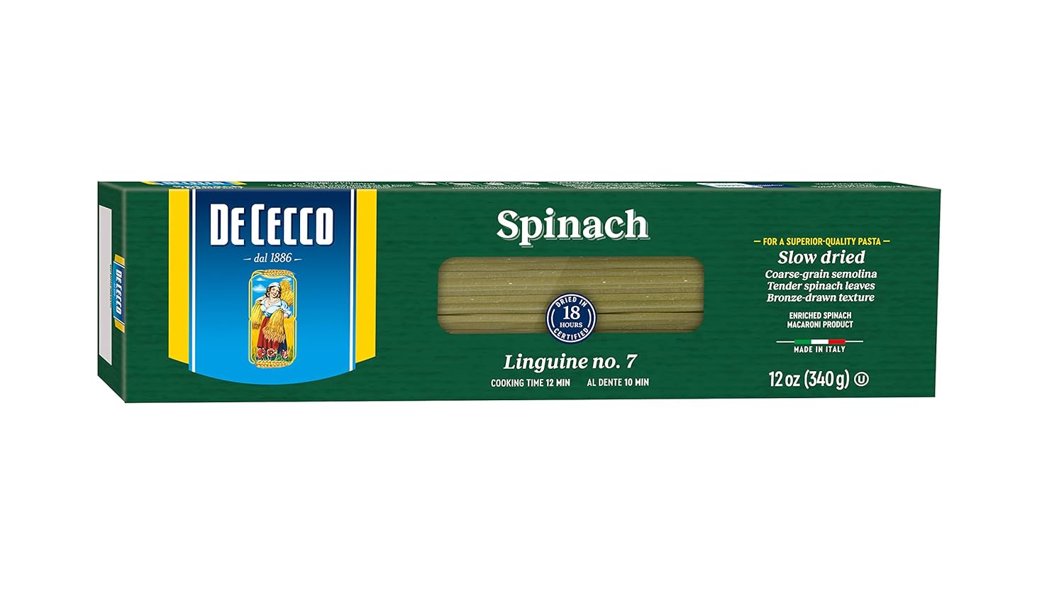 De Cecco Spinach Pasta, Linguine No.7, 12 Ounce (Pack of 12)
