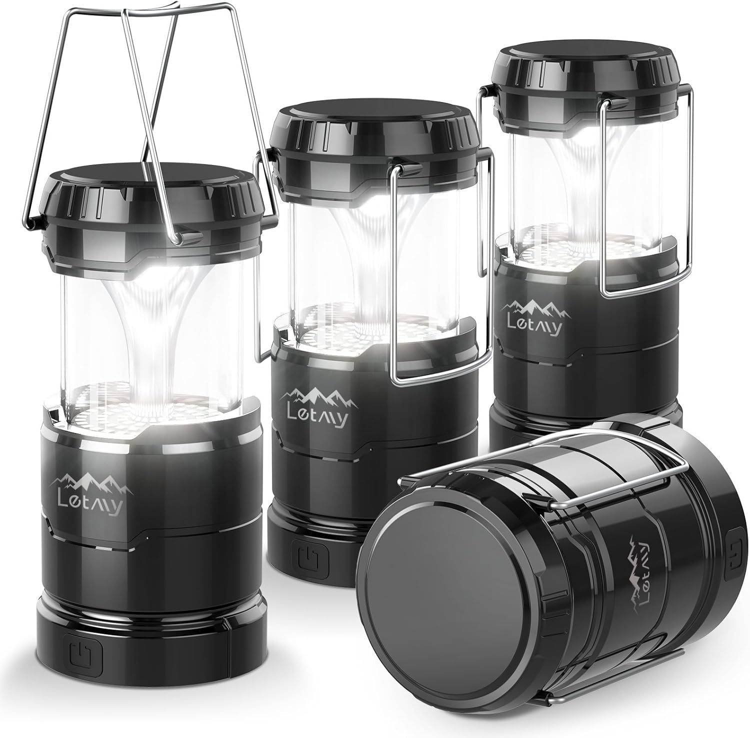 LETMY 4 Pack Camping Lanterns for Power Outages - Dimmable & 3 Color Modes, Battery Powered Lantern, Collapsible, Water Resistant Lantern Flashlight for Emergency, Hurricane, Storms, Outdoor Survival