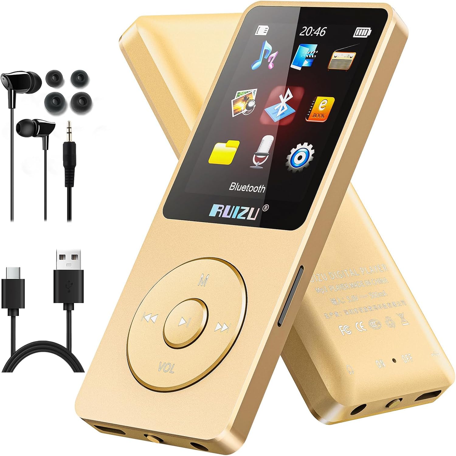 RUIZU 64GB MP3 Player with Bluetooth 5.3, 1.8" Screen & 80H Playback