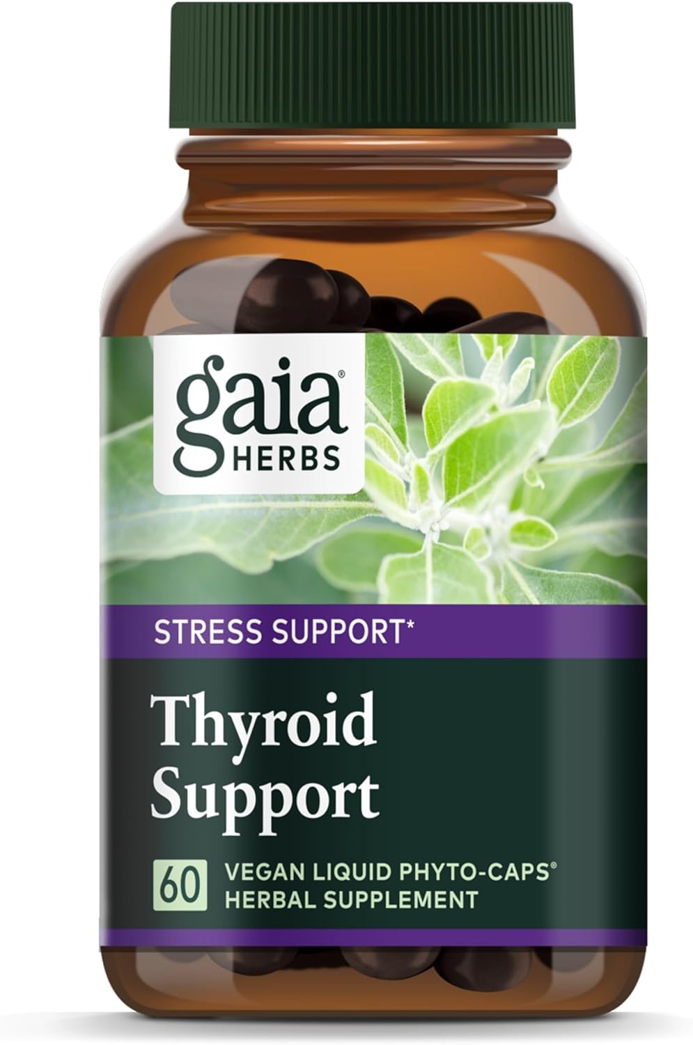 Gaia Herbs Thyroid Support - Made with Ashwagandha, Kelp, Brown Seaweed, and Schisandra to Support Healthy Metabolic Balance and Overall Well-Being - 60 Vegan Liquid Phyto-Capsules (20-Day Supply)