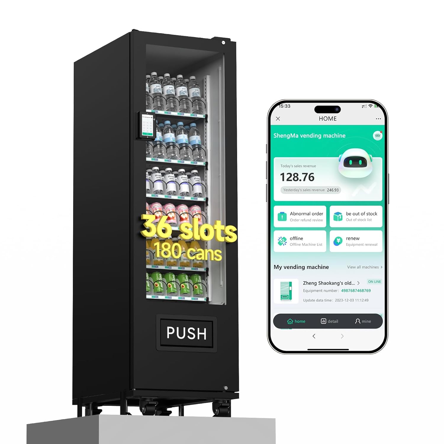 Commercial Vending Machine, Vending Machine Snacks and Drinks Combo with Credit Card & NFC Cashless Payment, Snack Drink Vending Machine for Offices Malls Schools, Wide Variety Easy Operation