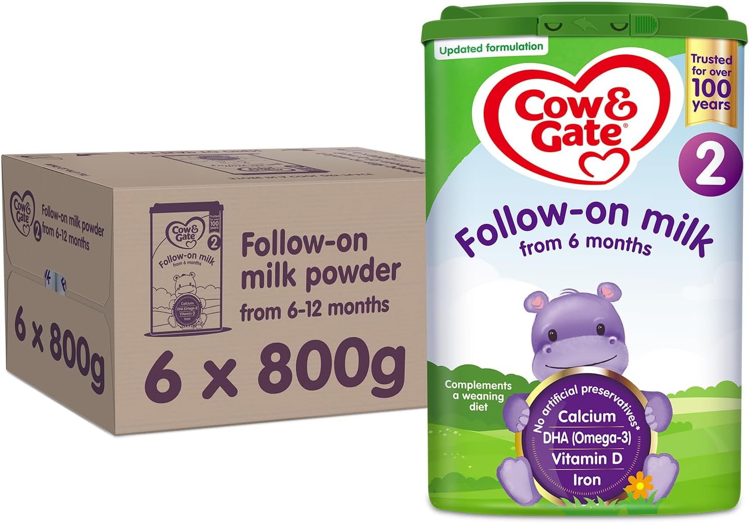 Cow & Gate 2 Follow On Baby Milk Powder Formula, 6-12 Months, 800g (Pack of 6)