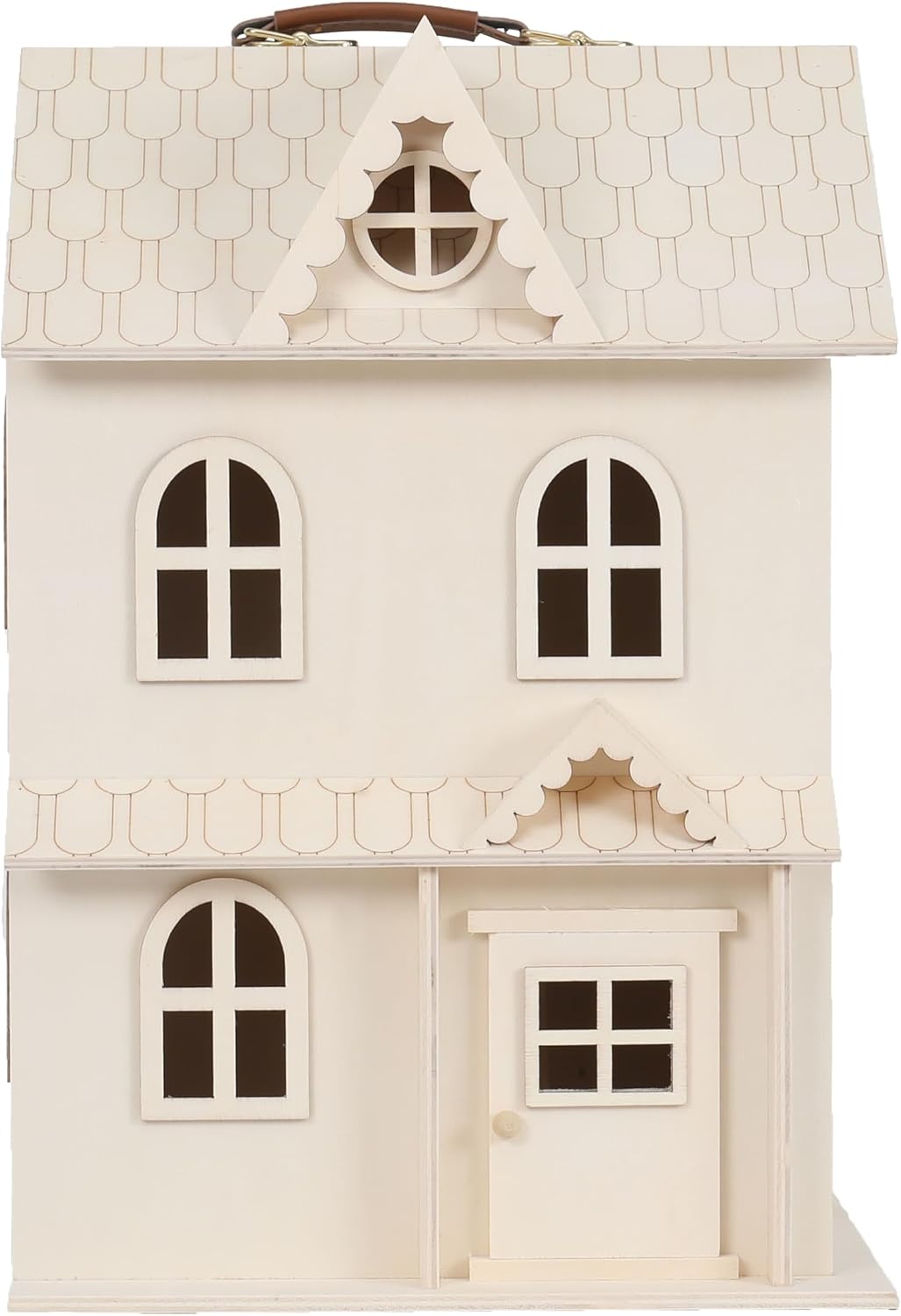 Make Market Dollhouse, Unfinished Two-Story Hinged Wood Craft Kit, Natural, 9" x 13", 1-Pack