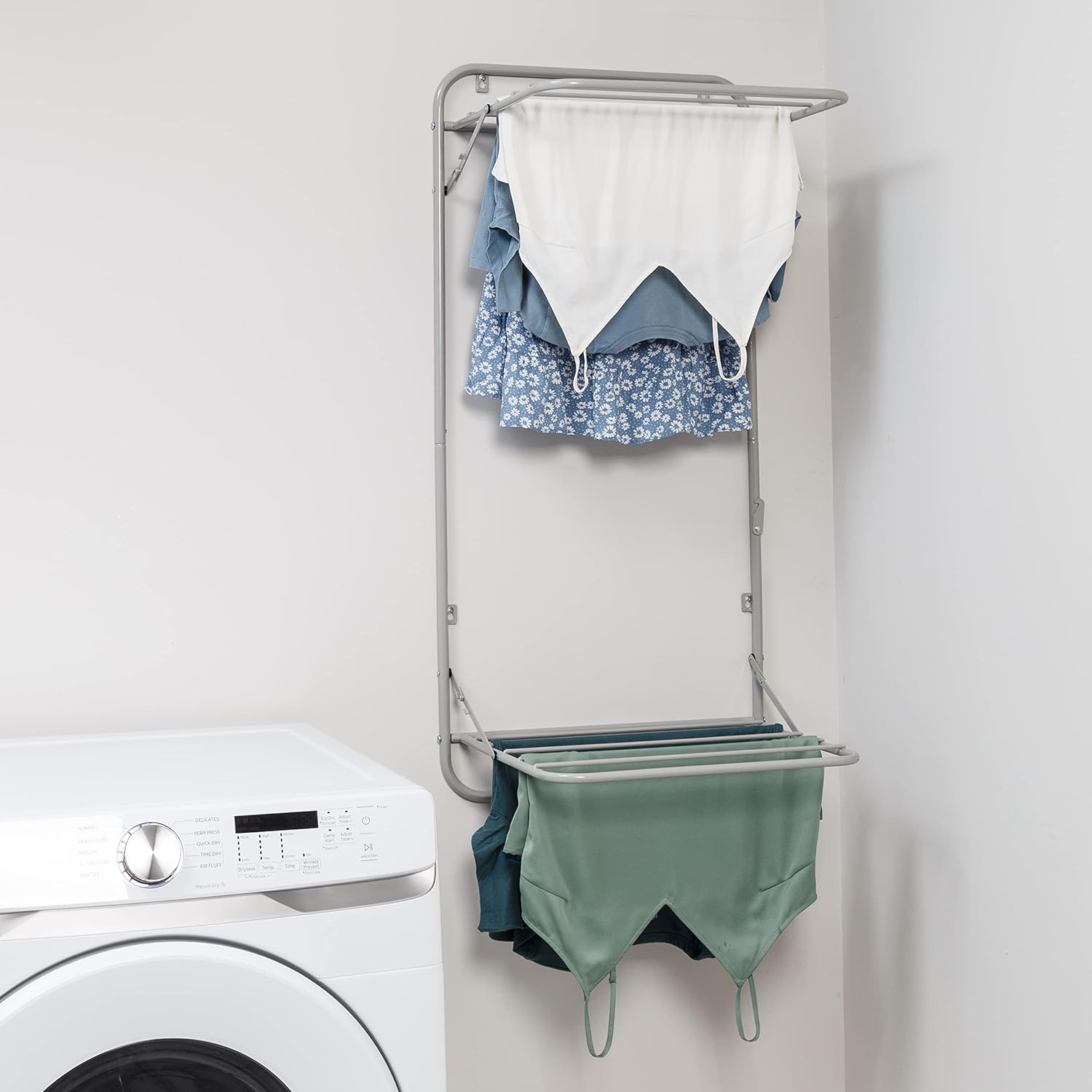 Honey-Can-Do Over The Door Two Tier Retractable Drying Rack for Clothing, Gray DRY-09792 Grey