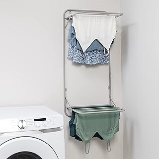 Honey-Can-Do Over The Door Two Tier Retractable Drying Rack for Clothing, Gray DRY-09792 Grey