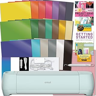 Cricut Explore Air 3 Machine with Vibrant Vinyl Pack Bundle - Beginner Craft Cutting Machine with Supplies to Start- Rainbow Adhesive Vinyl with Weeding Tool, Cutting Mat and Instructional Guides