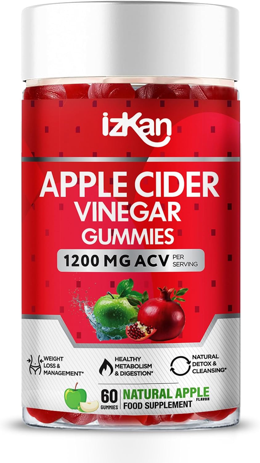 Apple Cider Vinegar Gummies with Mother 1200mg –ACV Gummies - | Digestive Health, Energy, Immune and Metabolism Support | - with Vitamin B12, B6 & Beetroot & Pomegranate Vegan 60 Count (1X)