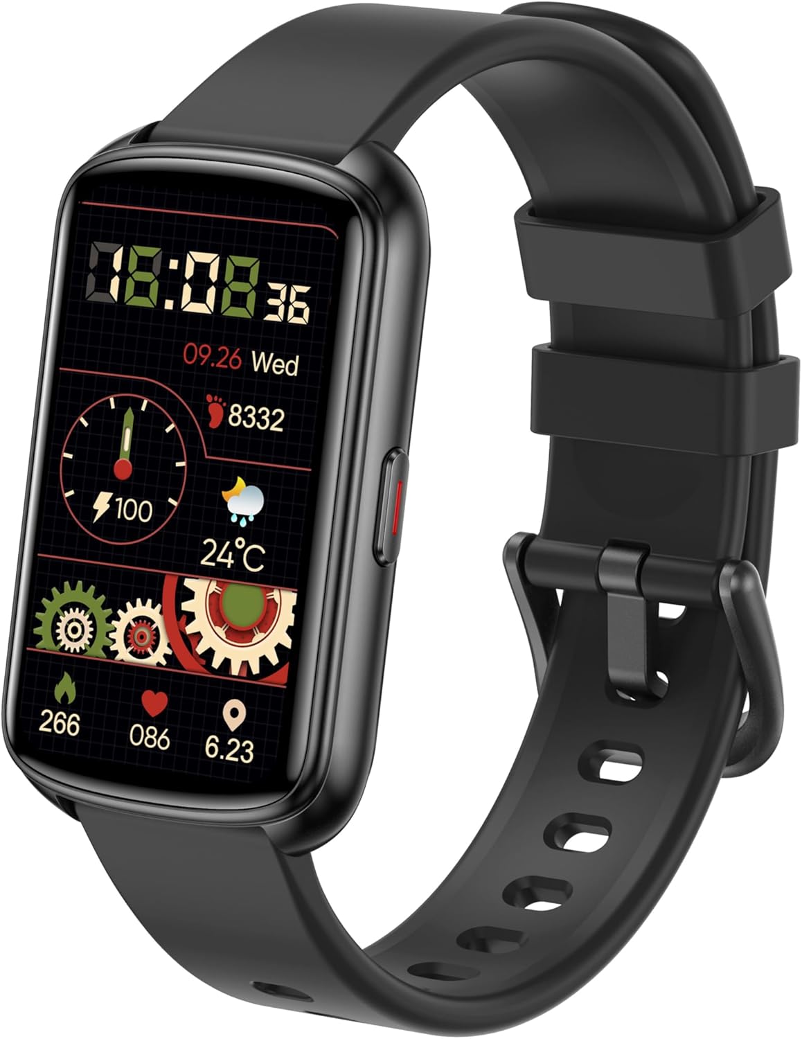 Runlio Fitness Tracker, 1.47 Inch Smartwatch, Touchscreen Activity Tracker with Thin Smartband Design, 5ATM Waterproof Fitness Watch SPO2 Heart Rate Monitor for Android/iOS, Black