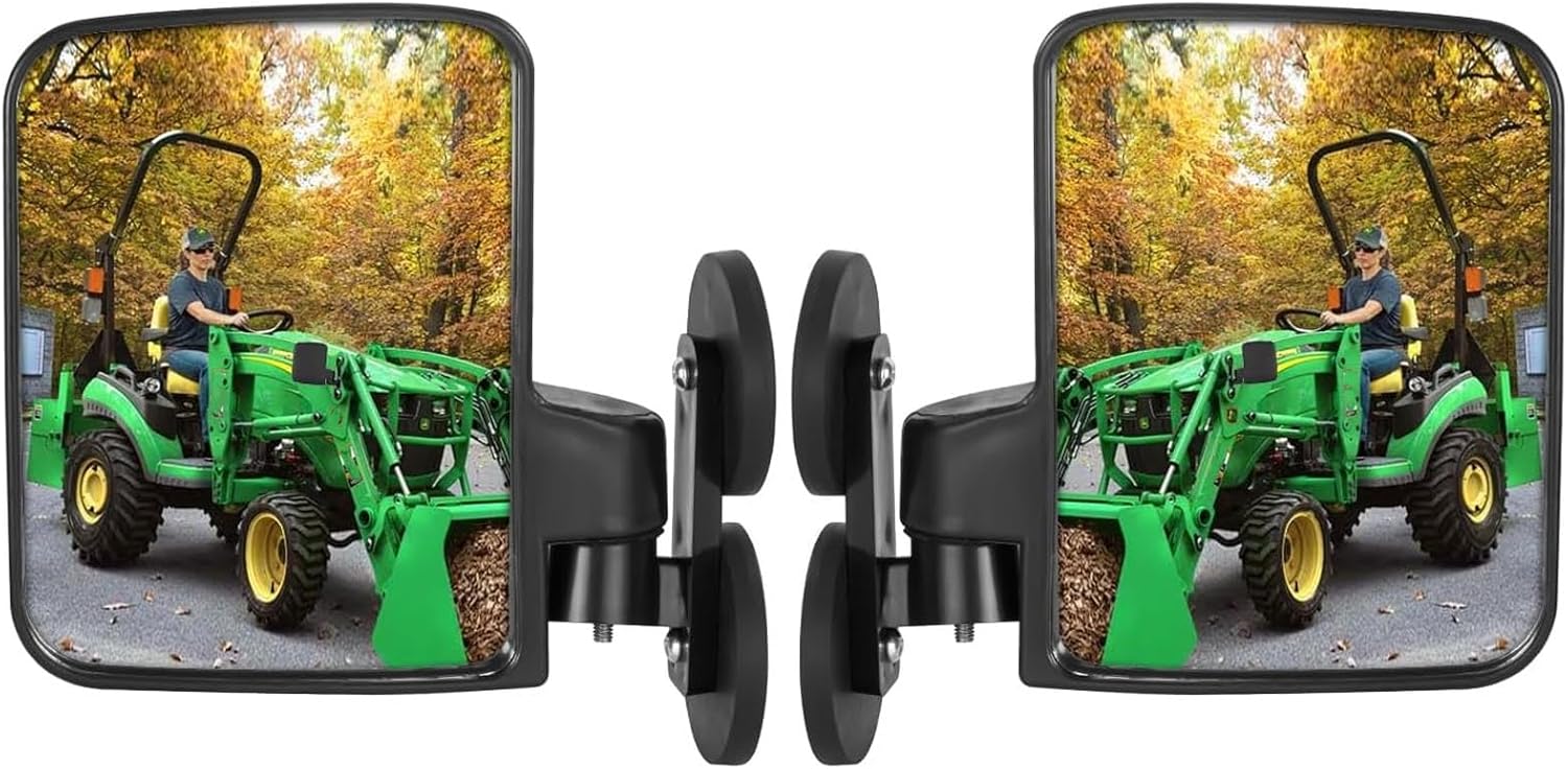 Universal Tractor Mirror, Strong Magnetic Tractor Side Mirrors Compatible with Mahindra, Kioti, Skid Steer Tractor Accessories