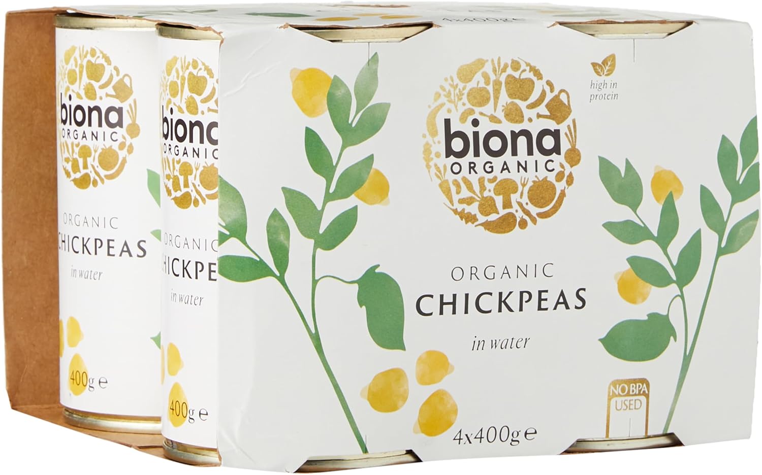 Biona Organic Chick Peas, 4 x 400 g