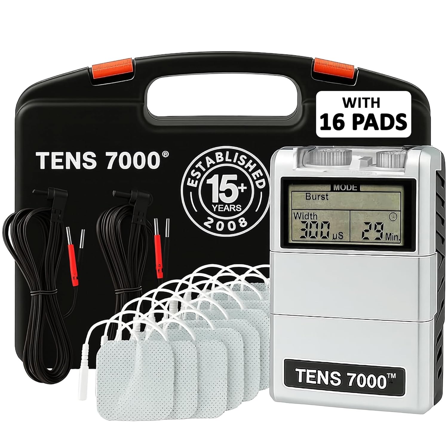 TENS 7000 Digital TENS Unit with Accessories, Includes 16 Pack Electrodes - TENS Unit Muscle Stimulator for Back Pain Relief, General Pain Relief, Neck Pain, Sciatica Pain Relief, Nerve Pain Relief
