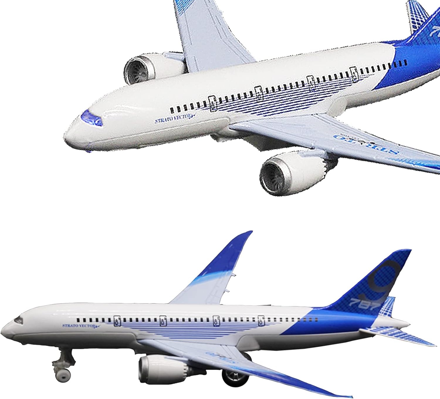 OTONOPI Airplane Toys Bump and Go Airlines Die Cast Metal Model Plane Toy with Lights and Sounds for Kids Blue