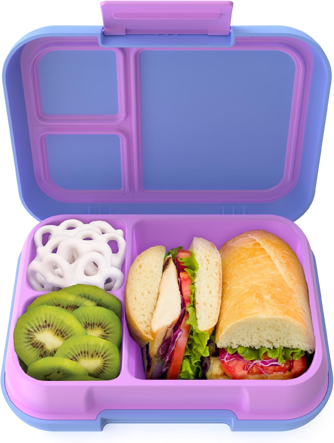 Bentgo Pop - Leak-Proof Lunch Box & Removable Divider for Ages 8+ & Teens - Lunch Container Holds 5 Cups of Food; 3-4 Compartments; Microwave/Dishwasher Safe; 2 Year Warranty (Periwinkle/Pink)