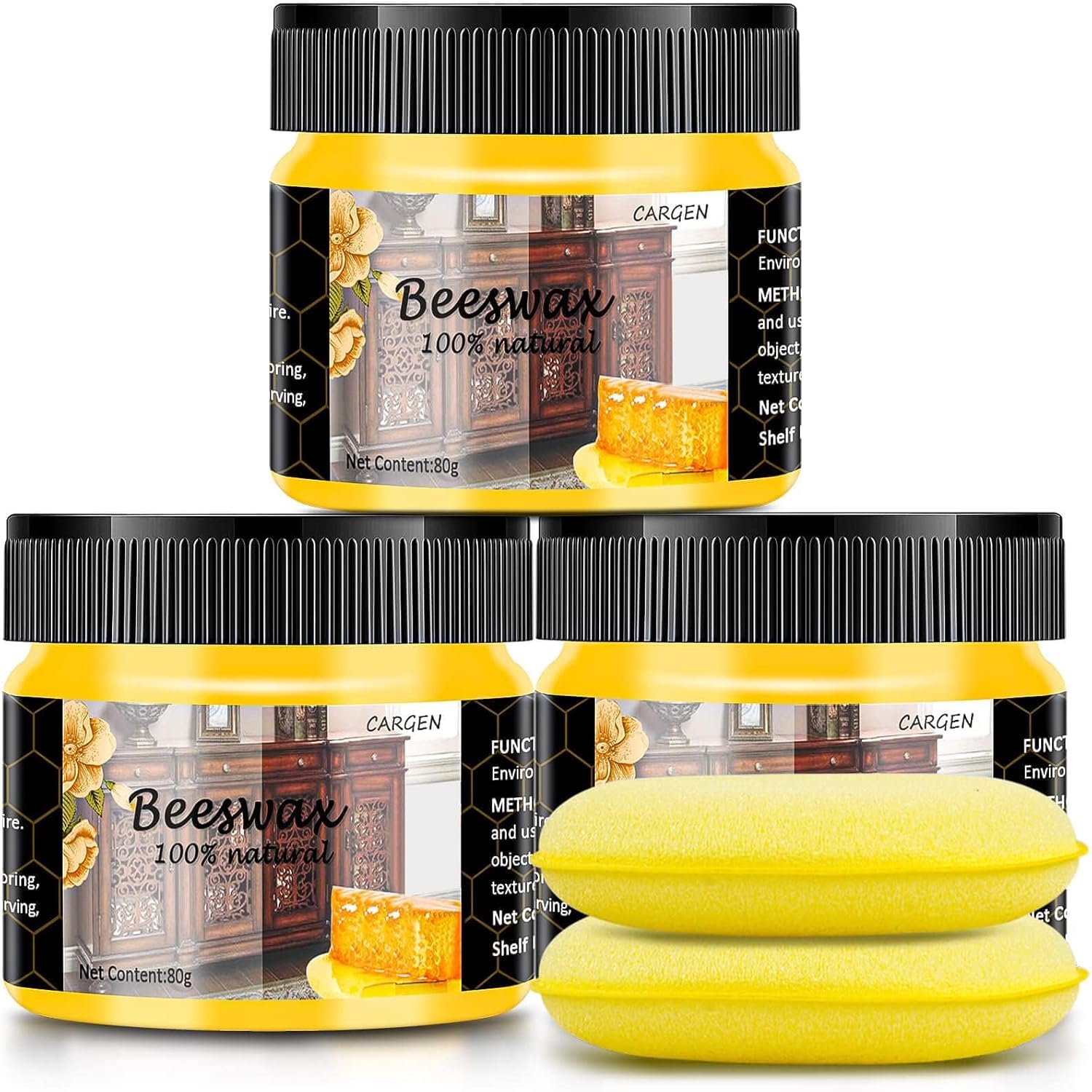 CARGEN 3 PCS Wood Seasoning Beewax Natural Beewax Traditional Wood Wax Multipurpose Beeswax Furniture Polish for Wood Cleaner and Polish Furniture Care