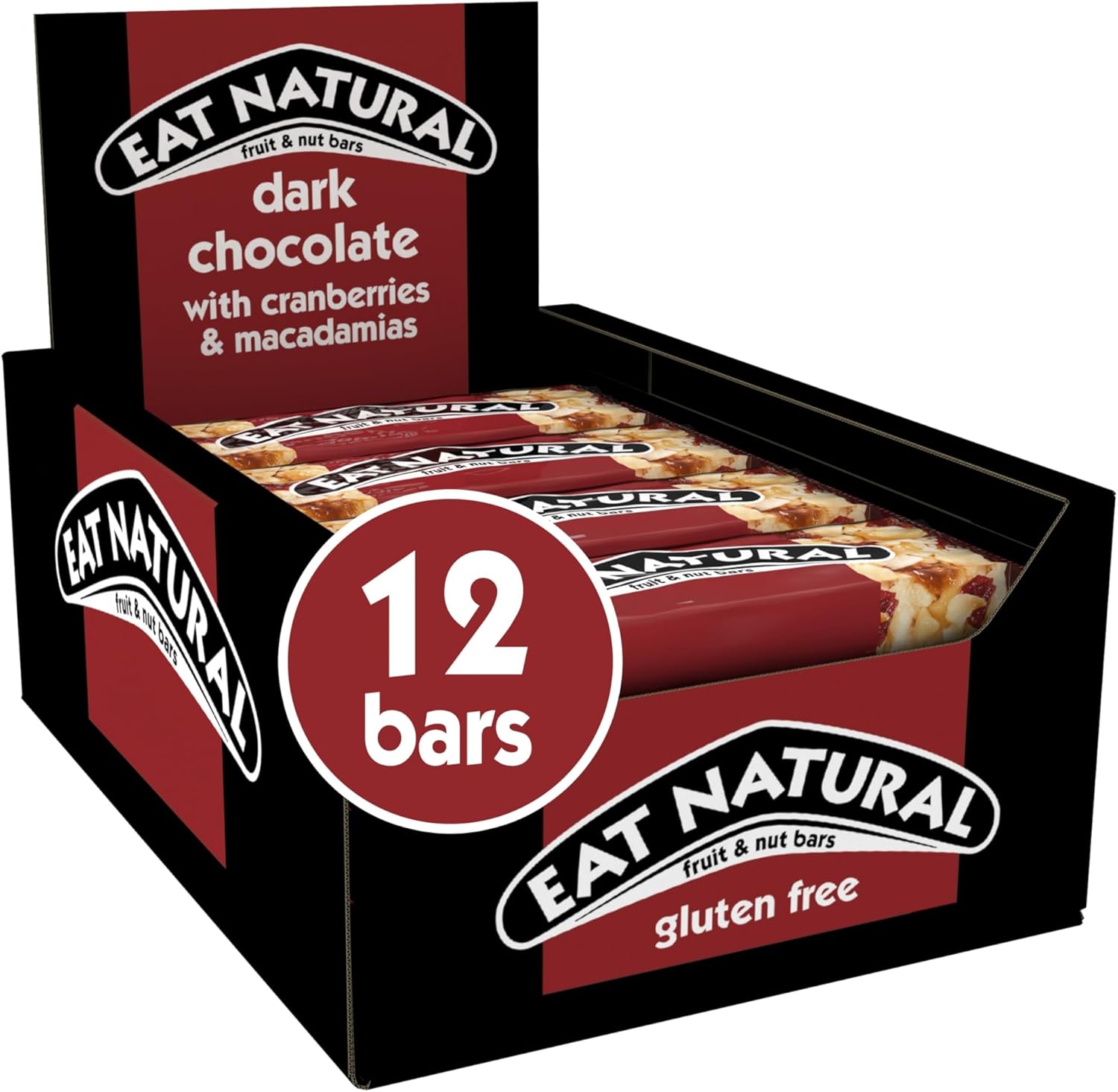 Eat Natural Dark Chocolate with Cranberries & Macadamias Fruit & Nut Bars 12 x 40g