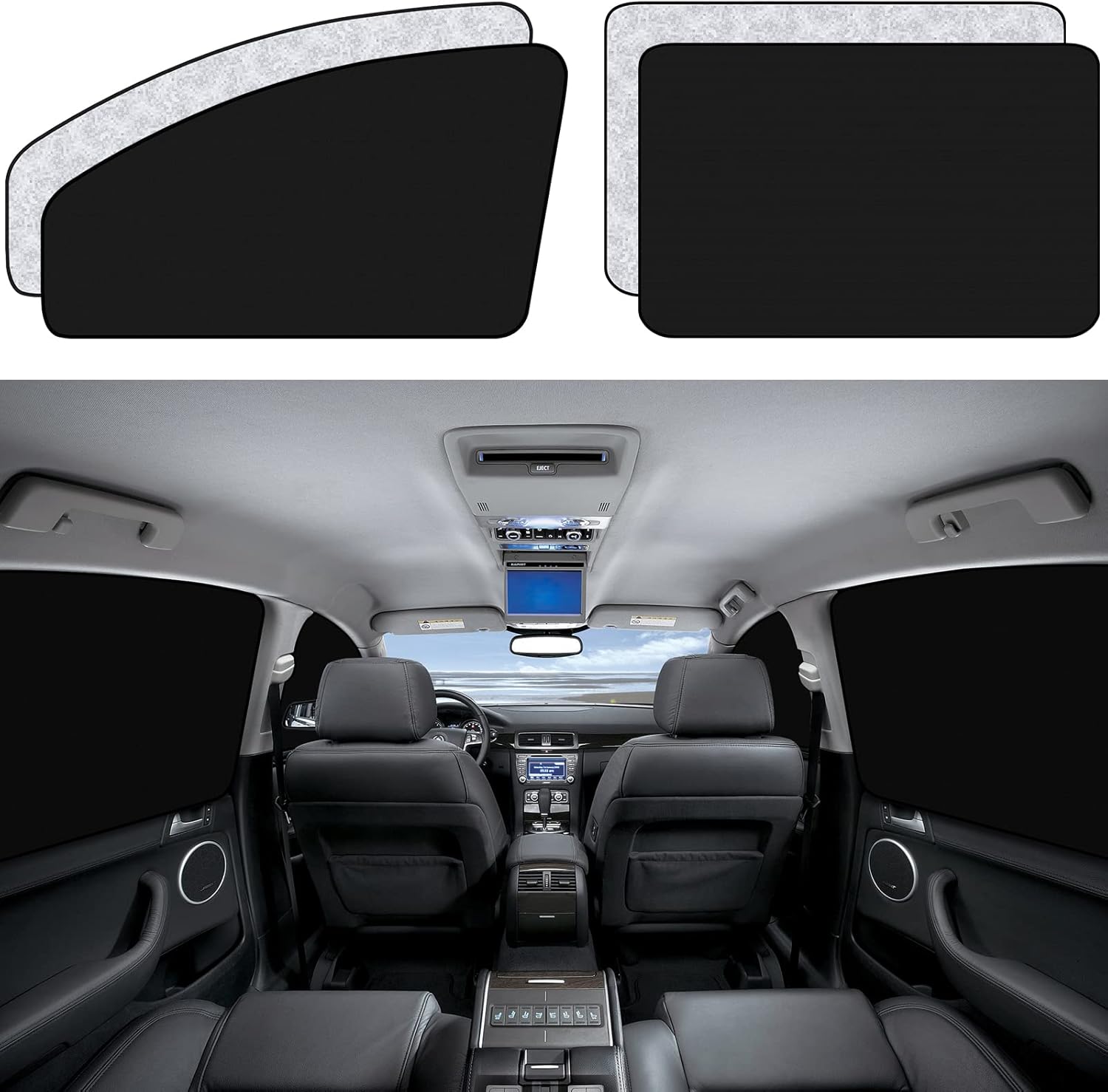 ZATOOTO Car Window Sun Shades Covers - 4 Pcs Magnetic Privacy Side Sunshades Blackout Auto Camping Curtains Accessories for Sleeping Family and Women Men Kids Baby