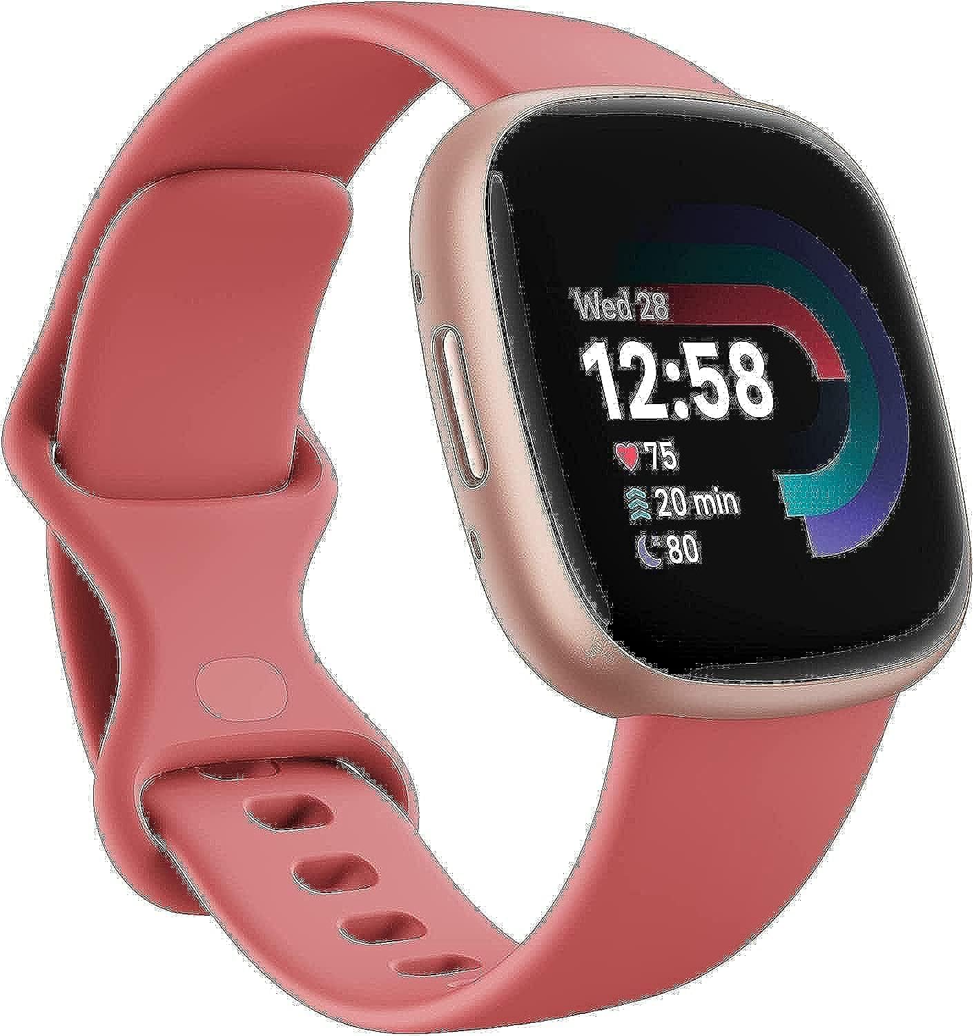 Fitbit Versa 4 Health & Fitness Smartwatch with GPS, 24/7 Heart Rate, Sleep Tracking, Workout Modes, Built-in Alexa, Water Resistant, 6+ Day Battery Life - Black (Pink Sand/Copper Rose)