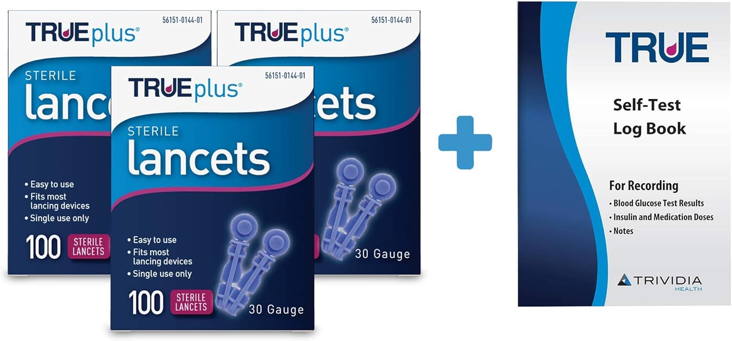 3 x 100ct 30g TRUEplus® Lancets + TRUEplus® Log Book