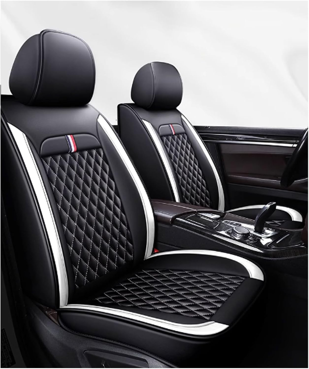 Car Seat Covers Full Set, Breathable Leather Seat Covers For Daihatsu Sirion (2002-2005), 5 Seats Universal Seat Covers for Cars, Full Set Car Seat Protectors, Airbag Compatible Waterproof Non-Slip(A)