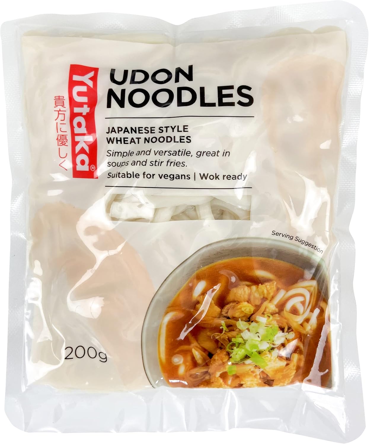 Yutaka Wok-Ready Udon Noodles 200g | Thick, Chewy Japanese-Style Noodles | Perfect for Stir-Fries, Soups & Quick Meals | Ready to Heat & Serve | Vegan & No Preservatives