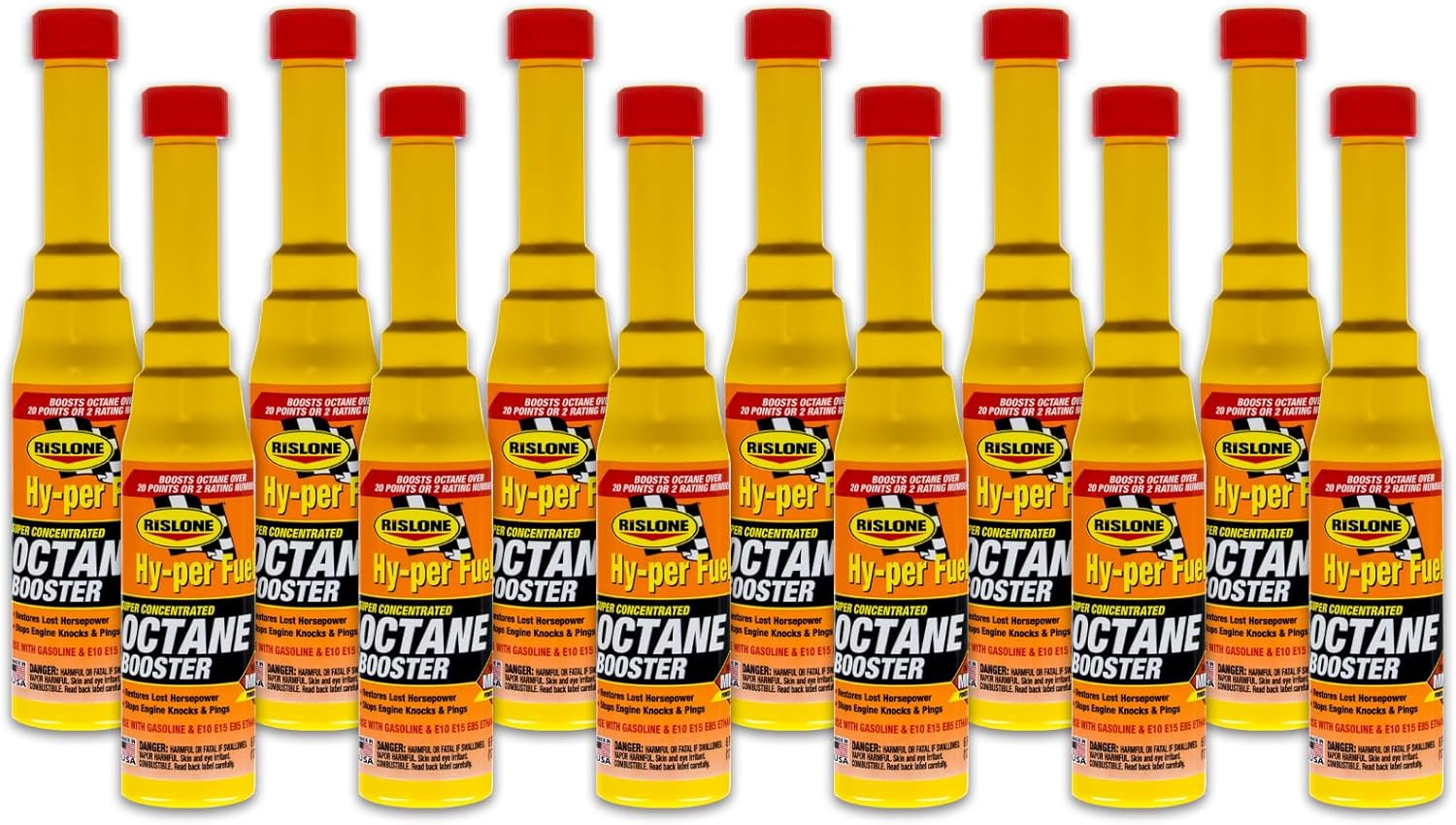 Rislone 4747-12PK Super Concentrated Octane Booster, 6. Fluid_Ounces, 12 Pack , yellow