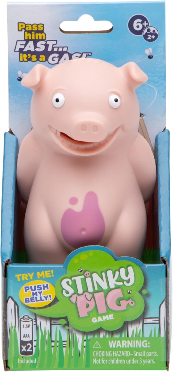 PlayMonster Stinky Pig Game Dice Game – Family Kids Games, Travel Games, Fast, Musical Active Kids Game with Funny Sounds, Multi-Player, Ages 6+