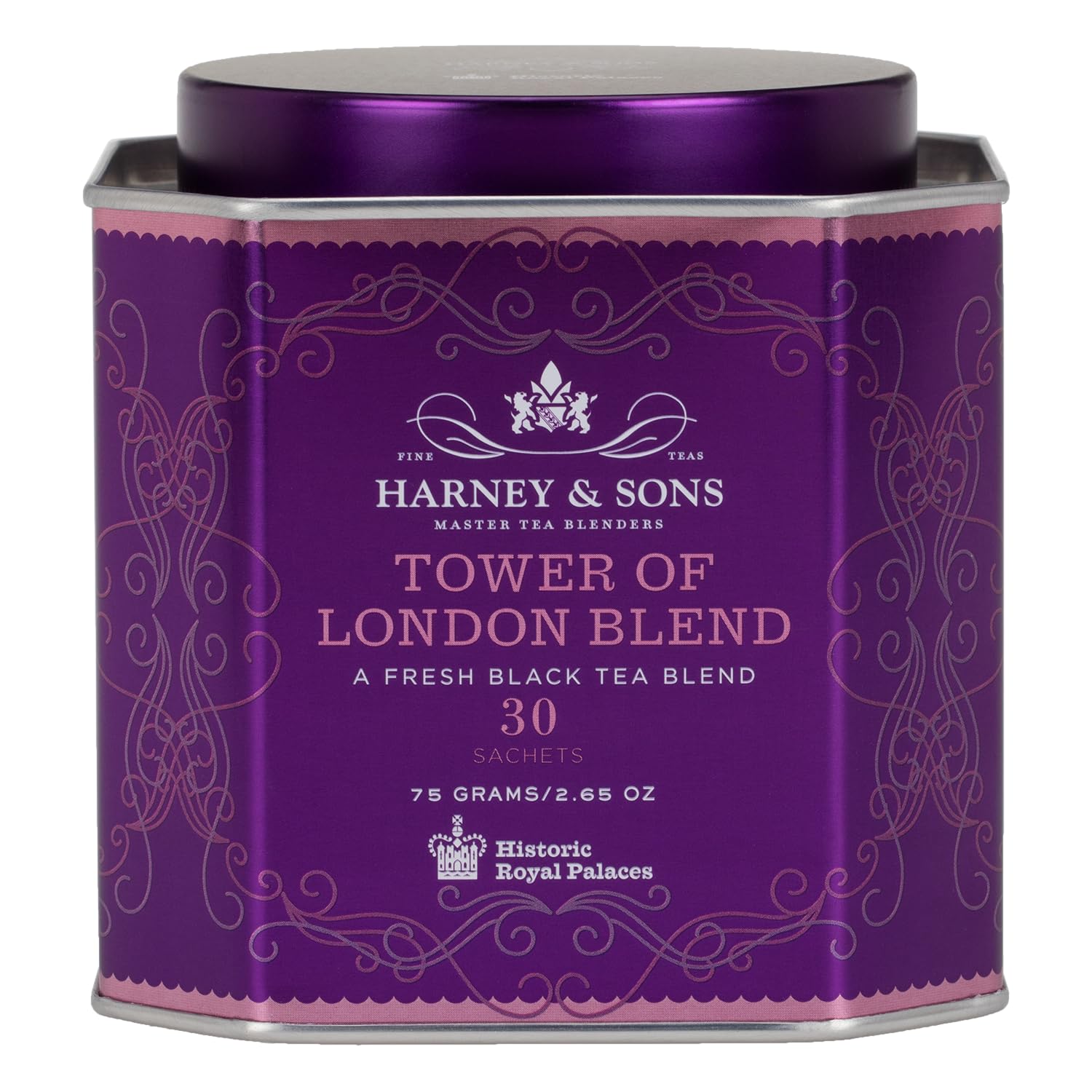 Harney & Sons Tower of London Black Tea with Vanilla, Black Currant, Caramel, and Honey | 30 sachets, Historic Royal Palaces Collection