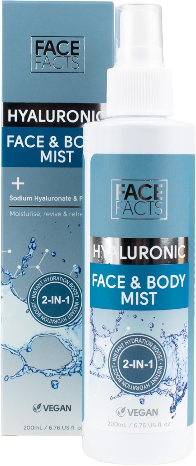 Face Facts Hyaluronic Face & Body Mist | Hydrating | Vegan | 200ml, Pack of 1