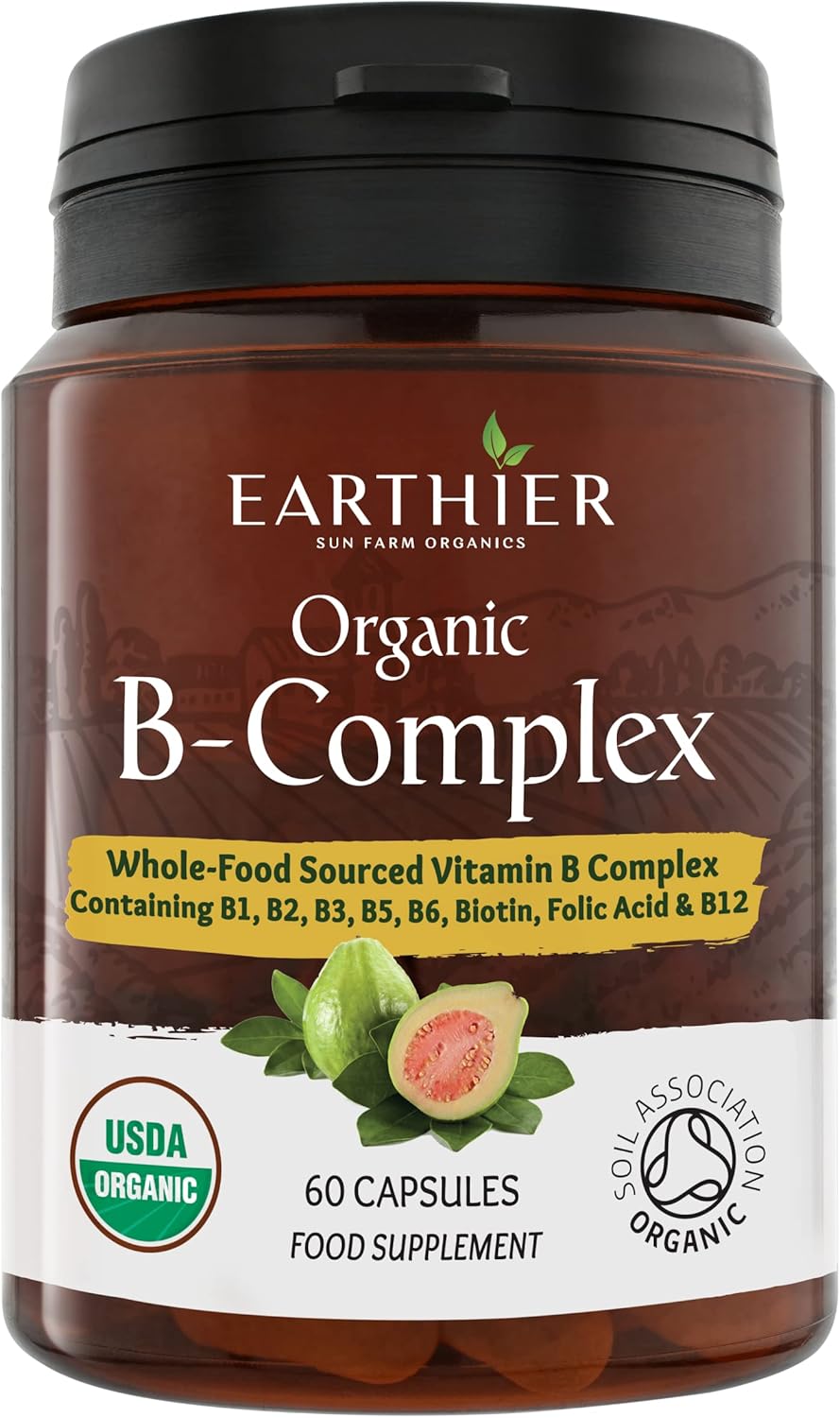 Organic Vitamin B Complex from Whole Foods - Blend of All 8 B Vitamins per Capsule - Vegan - 60 Capsules