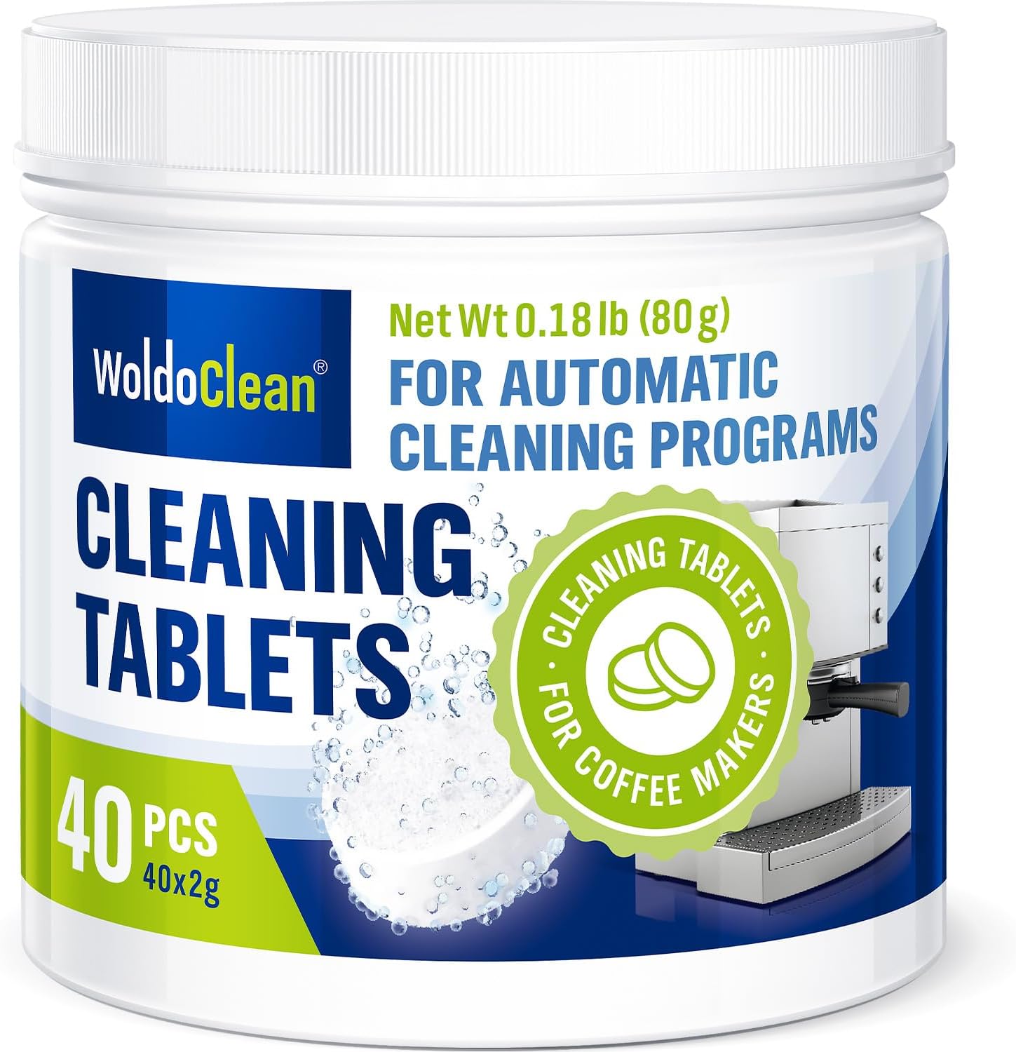 Cleaning tablets for coffee and espresso machine - Pack of 40, Cleaner suitable for automatic coffee makers and capsule machines