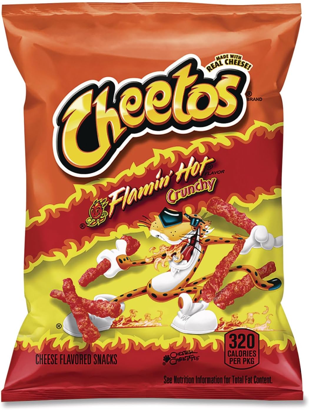 Cheetos Cheese Snacks, Crunchy Hot, 2-Ounce Large Single Serve Bags (Pack of 64)
