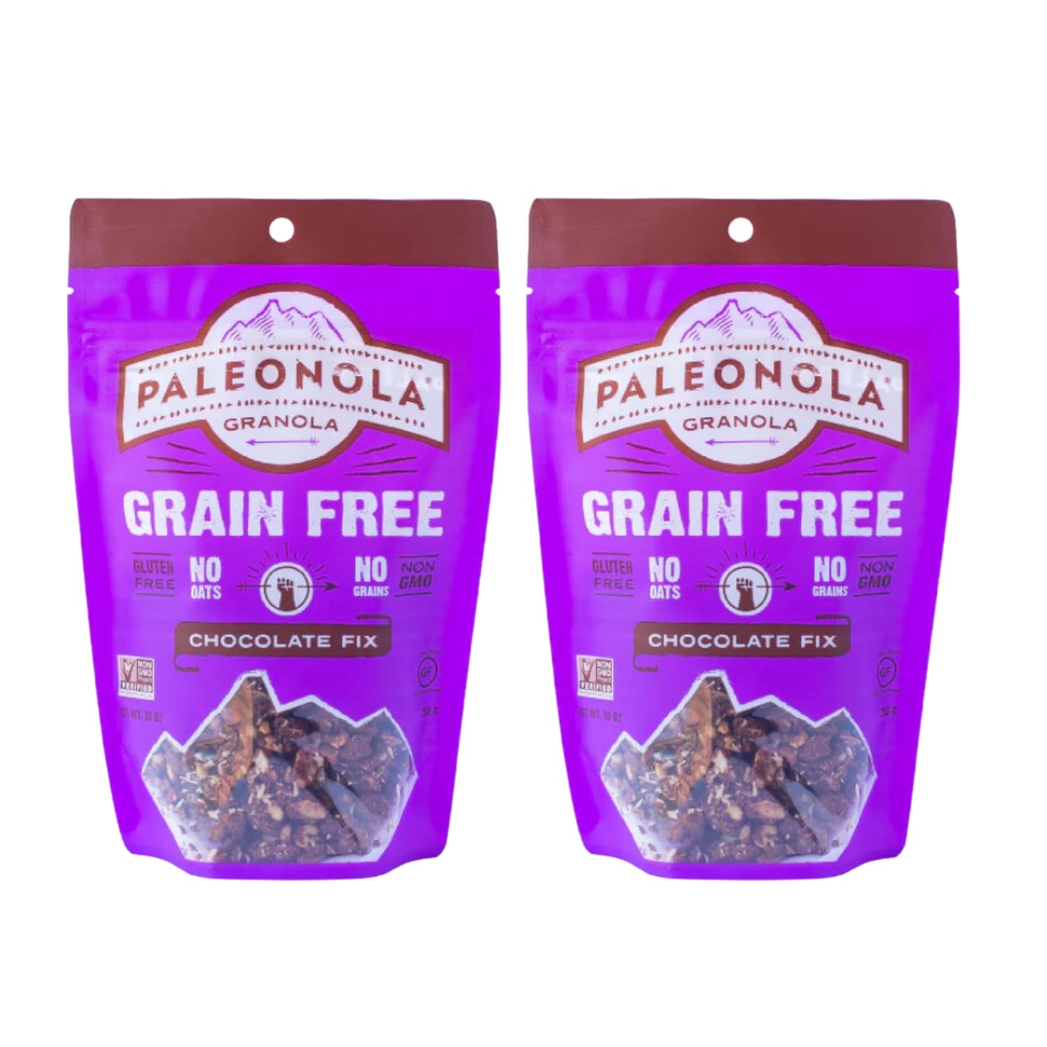 Paleonola Grain Free Gluten Free Non-GMO Granola, Chocolate Fix Flavor - Pack of 2, 10 Oz. ea.