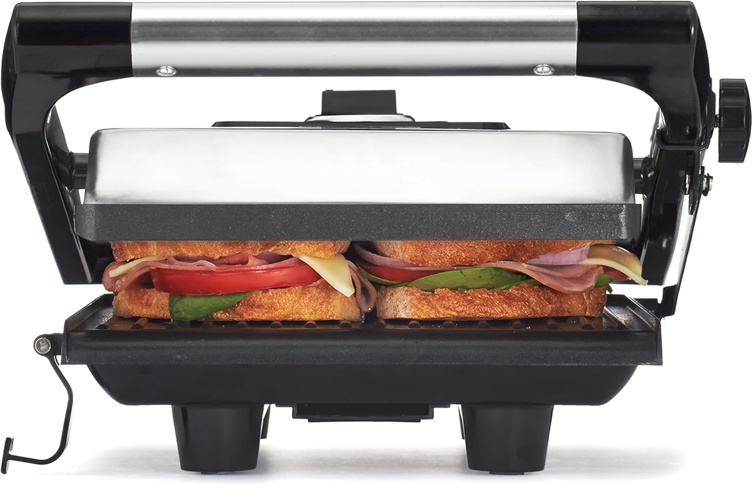 BELLA Panini Press, Sandwich Maker and Electric Indoor Grill with Double Nonstick Plates, Height Adjustable Lid and Removable Drip Tray, 1400 Watt, Stainless Steel