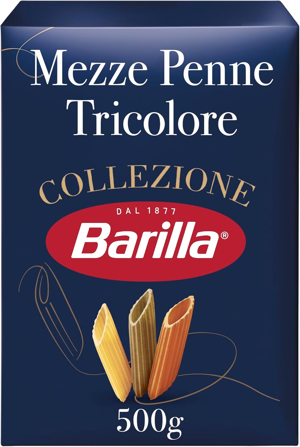 Barilla Mezze Penne Tricolore – Authentic Italian Pasta Made with Durum Wheat – Classic Short Shape Pasta - For Pasta Salad, Fun for Children - Single Pack of 1 x 500g