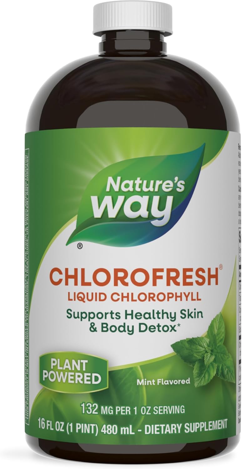 Nature's Way Chlorofresh, Liquid Chlorophyll, Supports Healthy Skin & Body Detox*, Internal Deodorant*, Supports Liver Detoxification Pathways*, Mint Flavored, 16 Fl. Oz