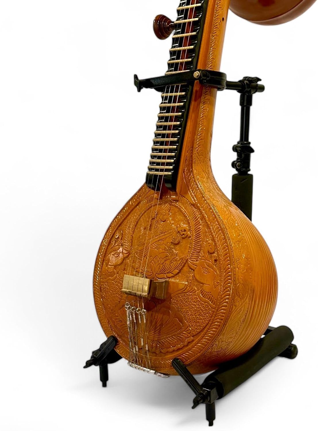 Saraswati Veena Stand, Detachable, Lightweight and Portable Design, Soft Rubber Padding for Protection, Carry Bag Included – Easy Setup with Secure Column Locks and Quick Release Mechanism