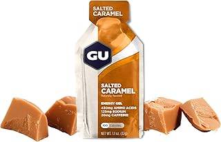 GU Energy Original Sports Nutrition Energy Gel, Vegan, Gluten-Free, Kosher, and Dairy-Free On-the-Go Energy for Any Workout, 24-Count, Salted Caramel