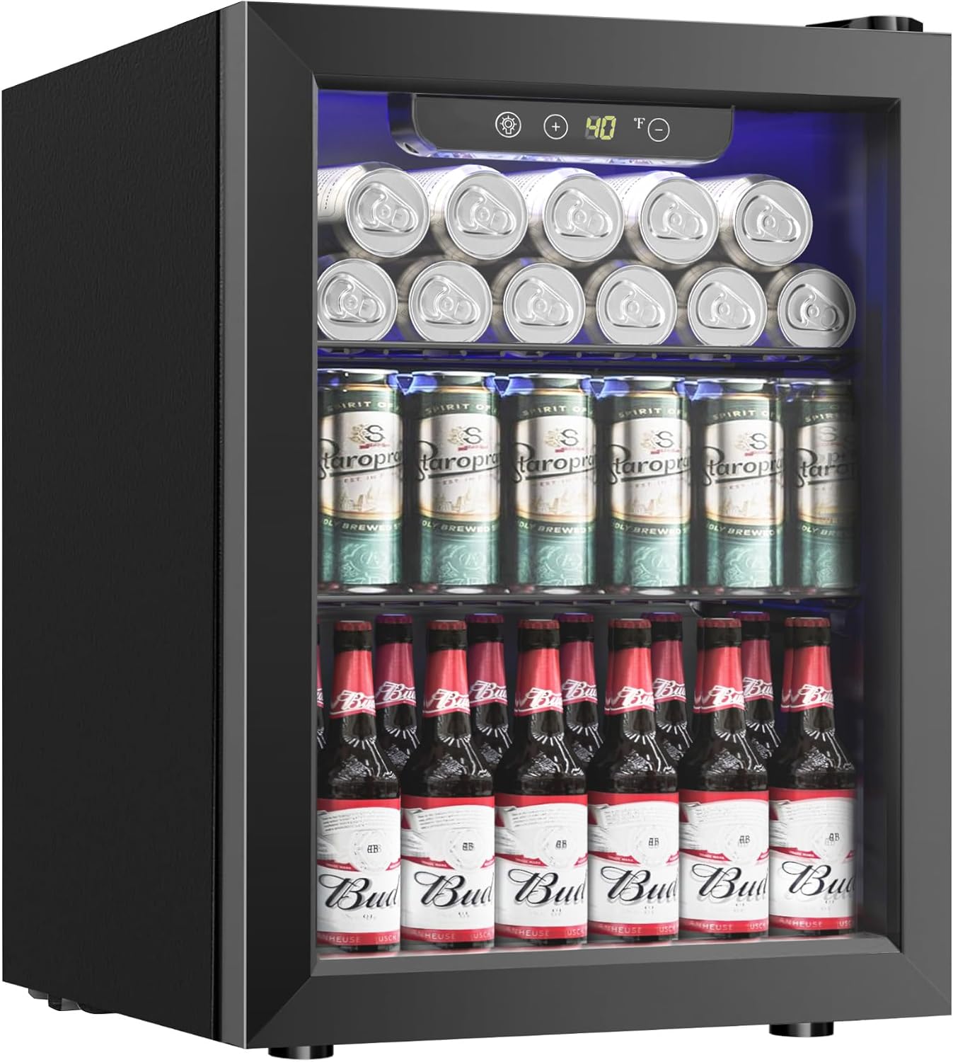 Icyglee Mini Fridge 68 Can,1.7 Cu.Ft Beverage Refrigerator Cooler, Black