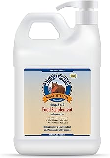 Grizzly Salmon Plus Omega Fatty Acids Food Supplement for Dogs & Cats (Various Sizes) - Wild-Sourced Omega 3-6-9, Wild Alaskan Salmon Oil (64 Fl Oz)