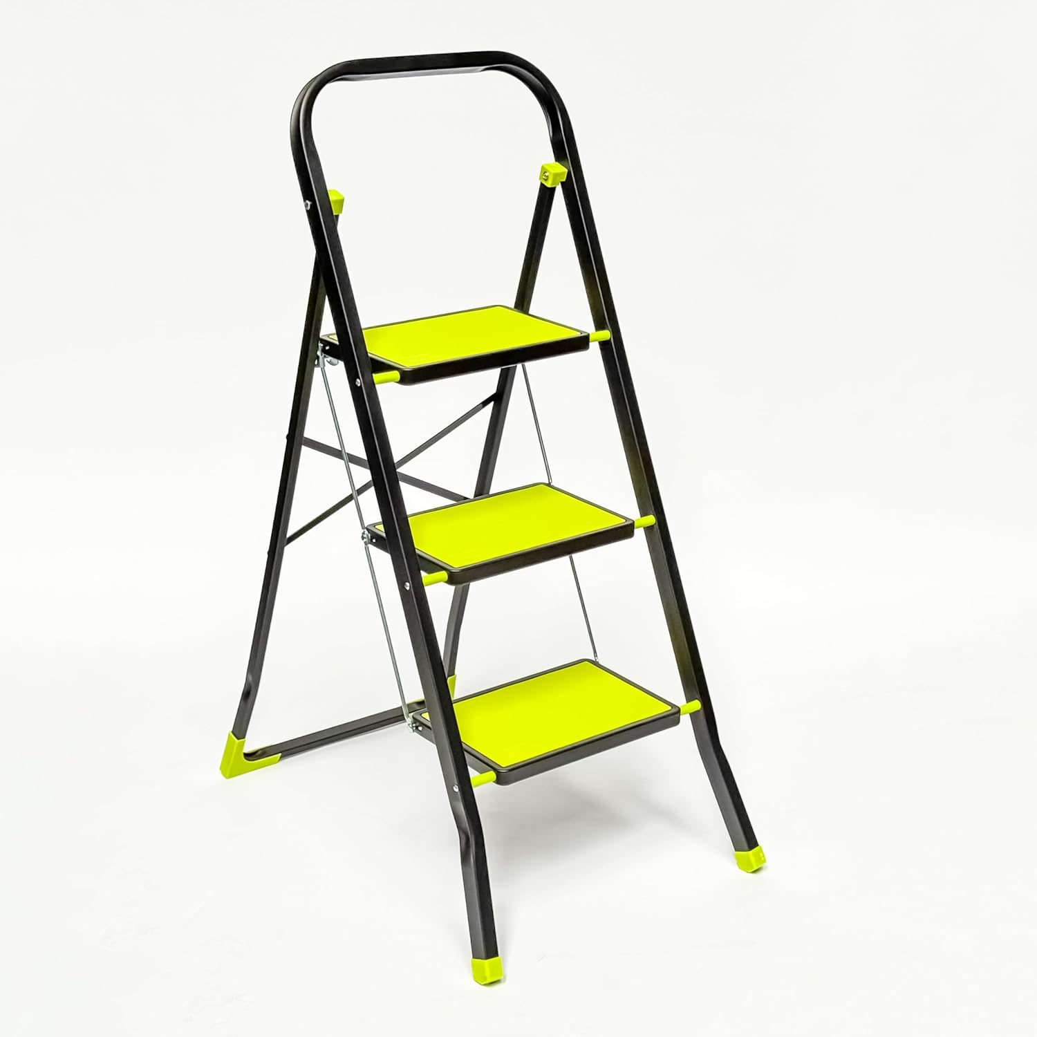 StepIt 3 Step Steel Step Ladder with Anti-Slip Feet - Folding Step Stool with Modern Design - Kitchen, Home & Garage Small Steps - 150kg Capacity - Space Saving Storage - Small Step Ladder